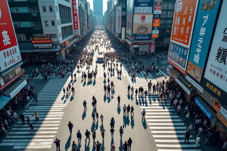 渋谷スクランブル交差点のドローン空撮